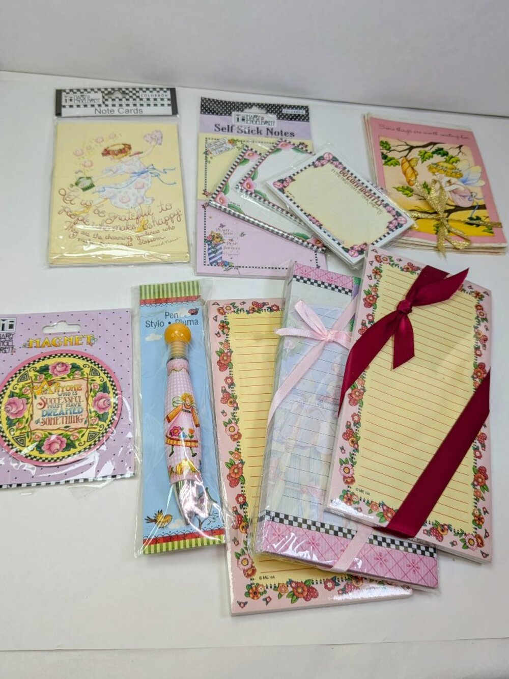 Mary Engelbreit & Debra Jordan Bryan Stationery Lot - Floral Pink & Yellow List